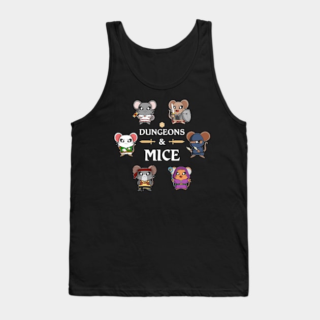 Dungeons & Mice Fantasy Tabletop RPG Roleplaying D20 Gamer Tank Top by TheBeardComic